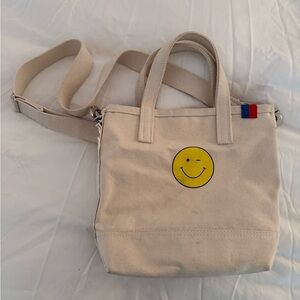 Kule Canvas Smiley Tote Crossbody Bag - Beige